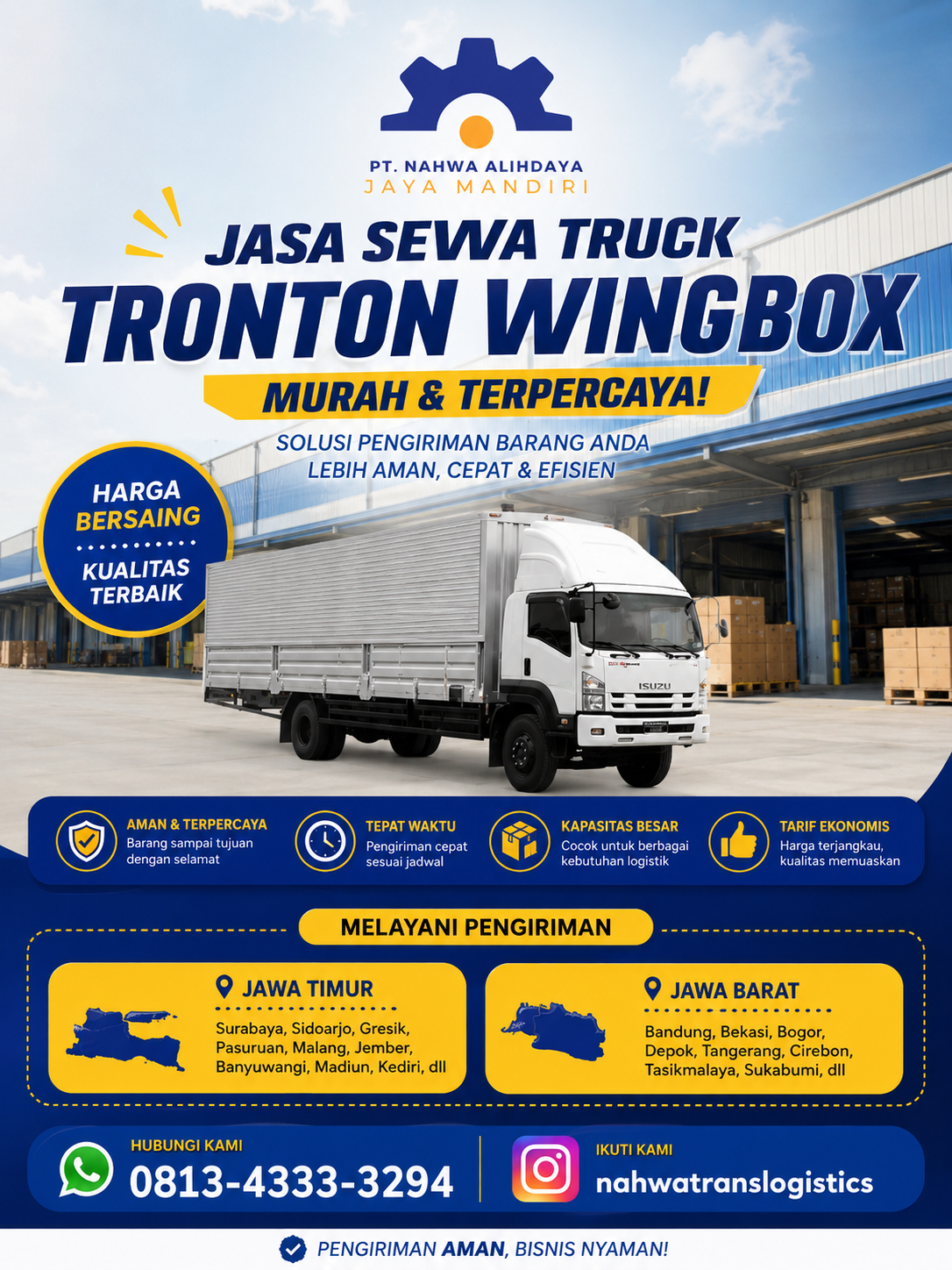 Jasa Sewa Truck Tronton Wingbox Murah Gempol-Bekasi