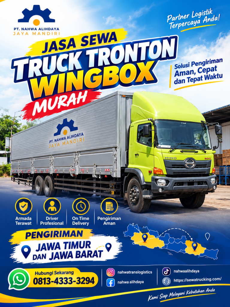 Sewa truck tronton wingbox Mojokerto ke Cikarang