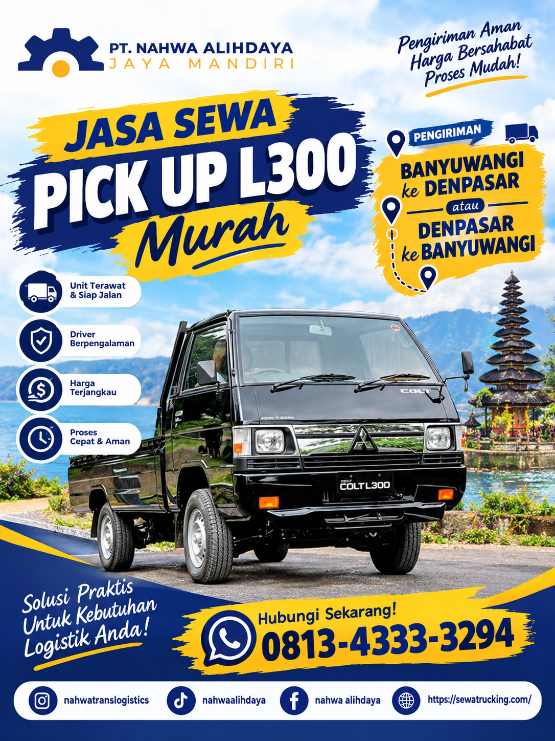 Sewa pick up L300 pengiriman Bangorejo Banyuwangi ke Denpasar Timur