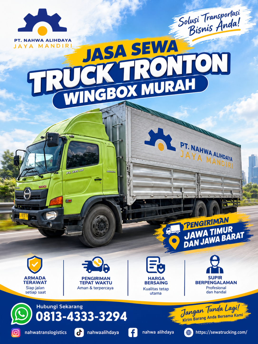 Sewa truck wingbox Gresik Cikarang untuk pengiriman barang