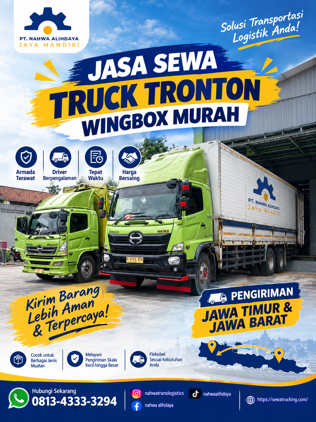 Truck tronton wingbox untuk pengiriman Pasuruan ke Jakarta Utara
