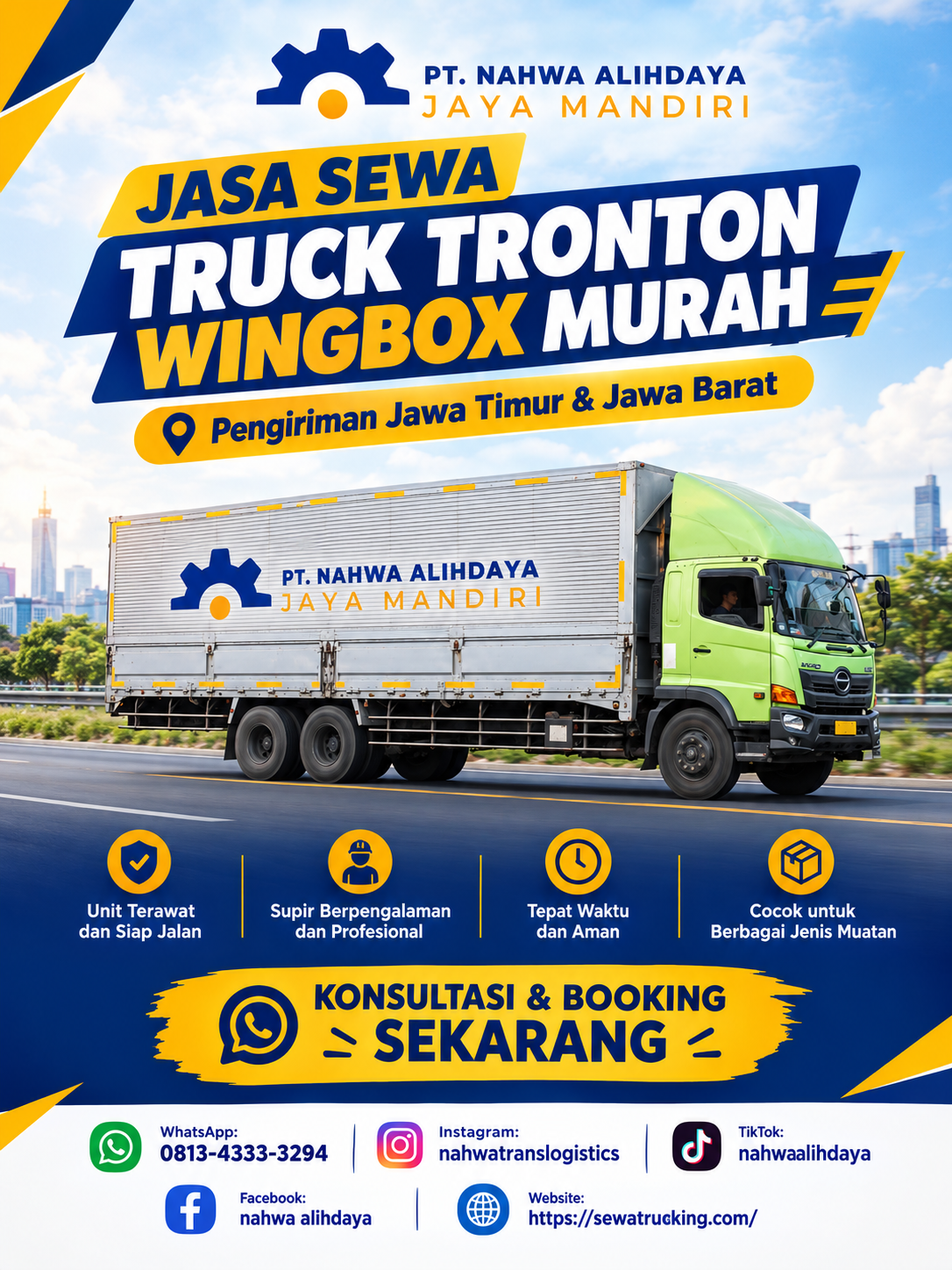 Truck tronton wingbox untuk pengiriman Malang Bekasi